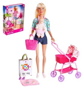 Кукла модель «Молодая мама», с пупсом, с аксессуарами, цвет бирюзовый Defa Lucy