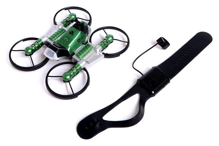 Квадрокоптер радиоуправляемый «Трансформер», управление жестами, цвет зелёный  
