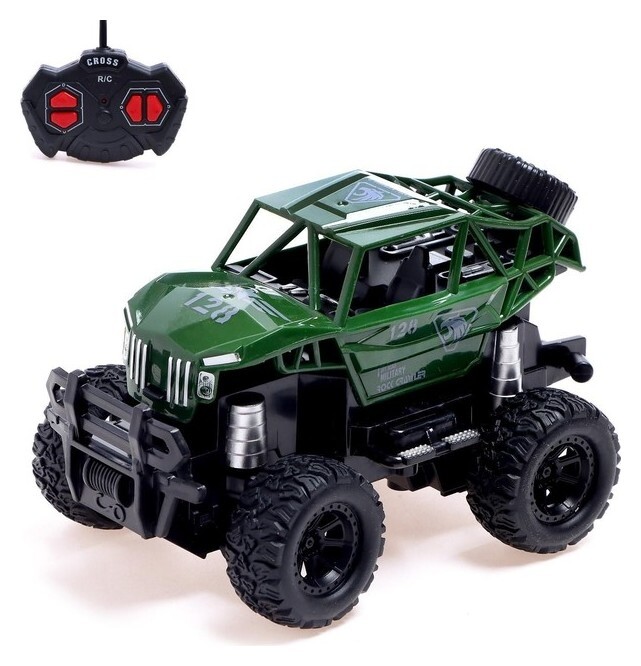 Джип радиоуправляемый «Армия», работает от батареек, цвет зелёный  