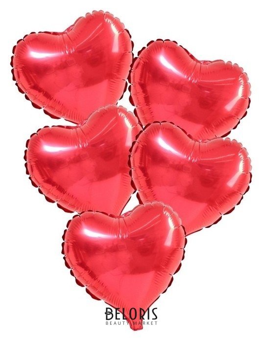 Шар фольгированный 9 «Мини-сердце», с клапаном, набор 5 шт., цвет красный NNB