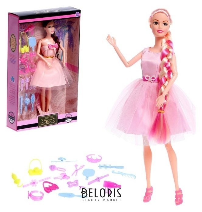 Кукла-модель шарнирная «Виктория», в пышном платье, с набором аксессуаров, цвет розовый NNB