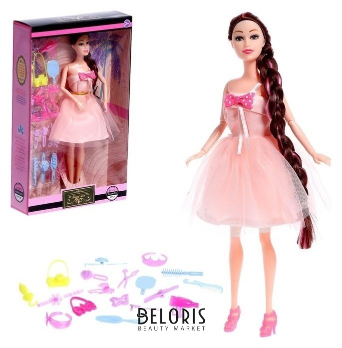 Кукла-модель шарнирная «Виктория», в пышном платье, с набором аксессуаров, цвет бежевый NNB