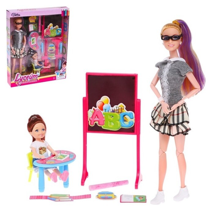 Кукла-модель шарнирная «Первая учительница» с малышкой, мебелью и аксессуарами  