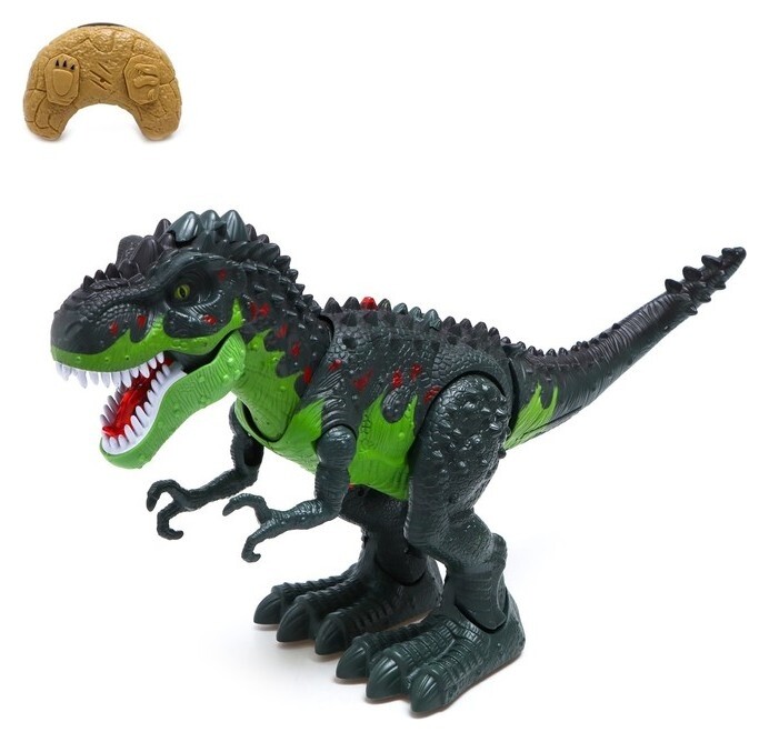 Динозавр радиоуправляемый Rex, откладывает яйца, эффект дыма, световые и звуковые эффекты, цвет зеленый  