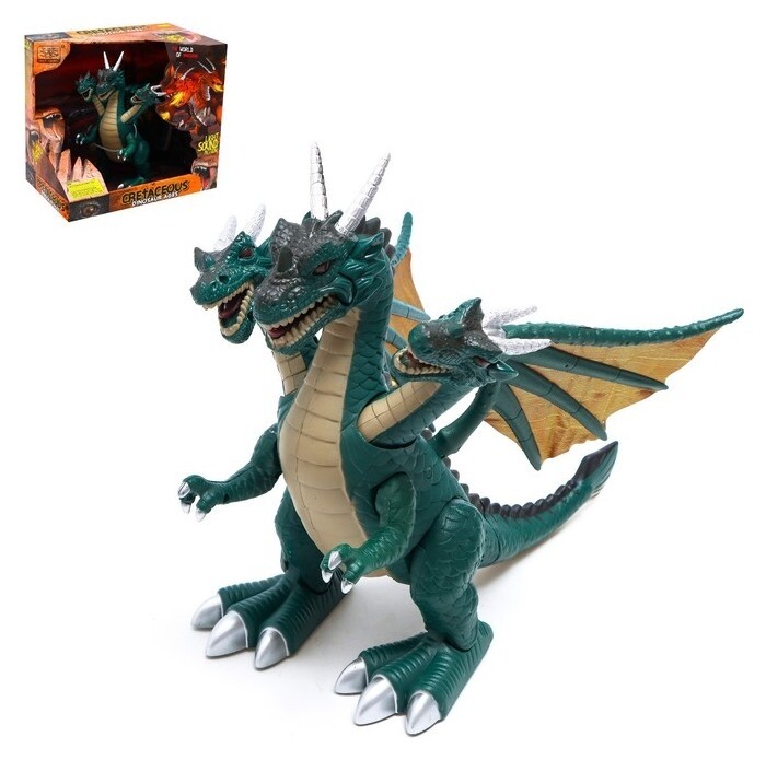 Динозавр «Дракон», работает от батареек, световые и звуковые эффекты, цвет зелёный  
