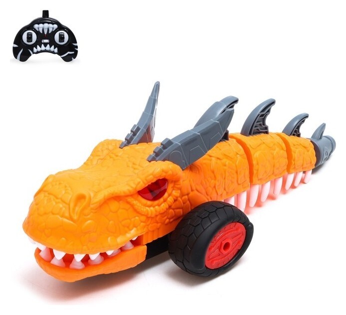 Динозавр радиоуправляемый «Дракон», работает от батареек, цвет оранжевый  