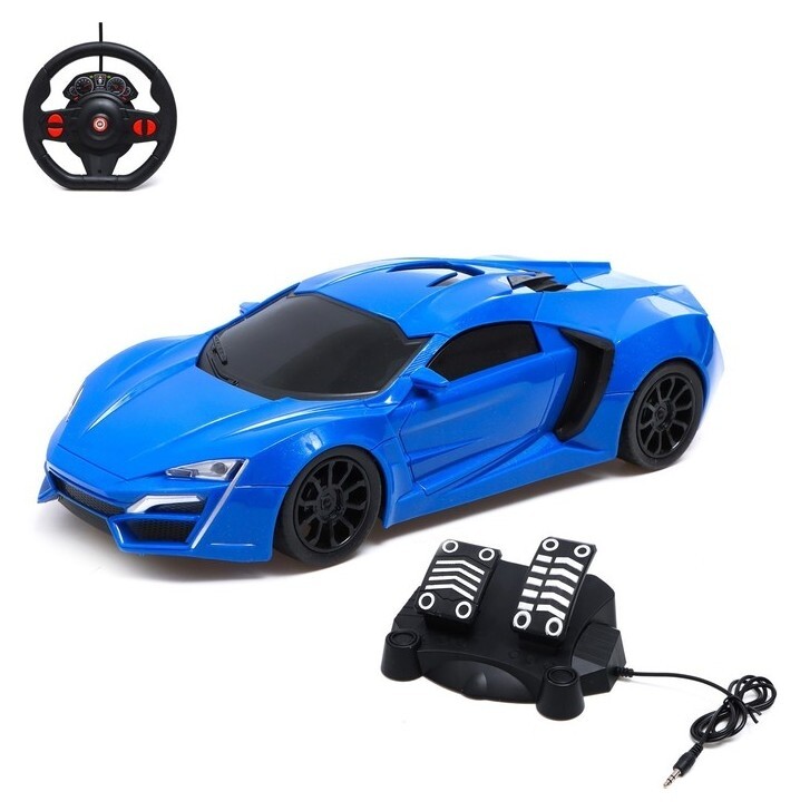 Машина радиоуправляемая «Купе», в комплекте педали и руль, работает от батареек, цвет синий  