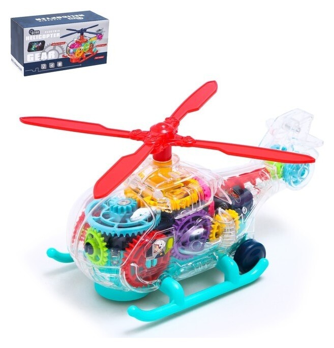 Вертолет «Шестерёнки», свет и звук, работает от батареек  