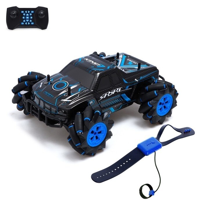 Джип радиоуправляемый «Пикап», 4wd, управление жестами, работает от аккумулятора, цвет синий  