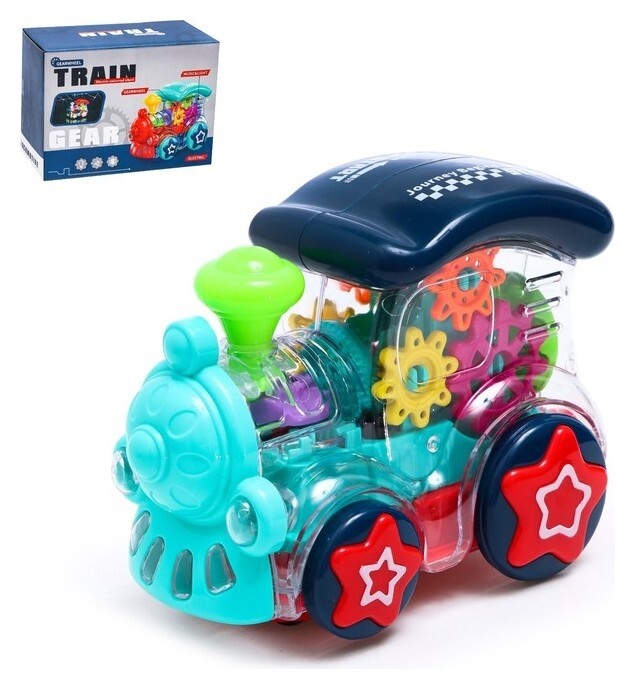Паровоз «Шестерёнки», свет и звук, работает от батареек  