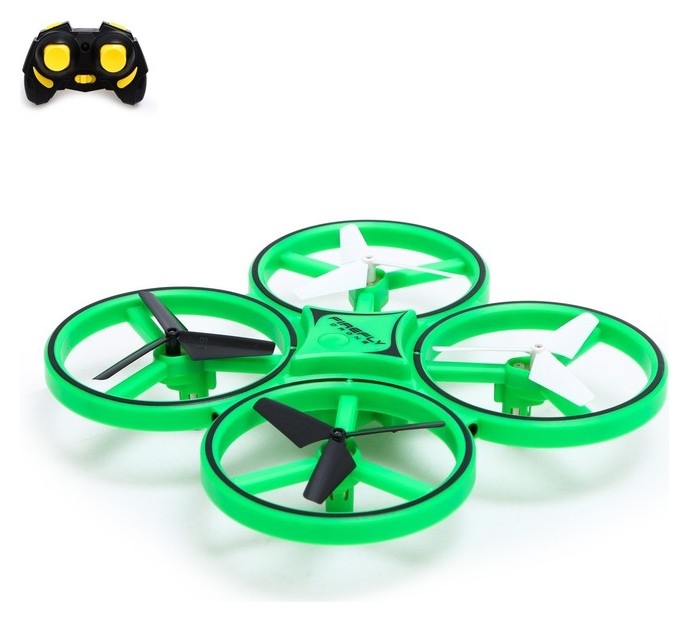Квадрокоптер радиоуправляемый Drone, подсветка, работает от аккумулятора, цвет зелёный