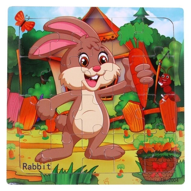 Детский деревянный пазл «Заяц» 15 × 15 × 0,6 см  Лесная мастерская