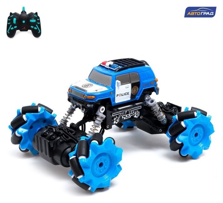 Джип радиоуправляемый «Полиция», 4wd, дрифт, работает от аккумулятора, цвет синий Автоград