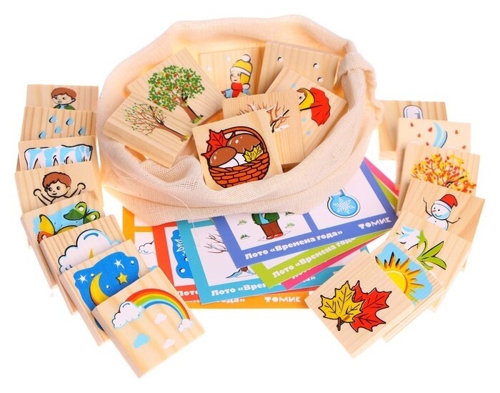 Лото "Времена года" 24 детали 1-75  Томик