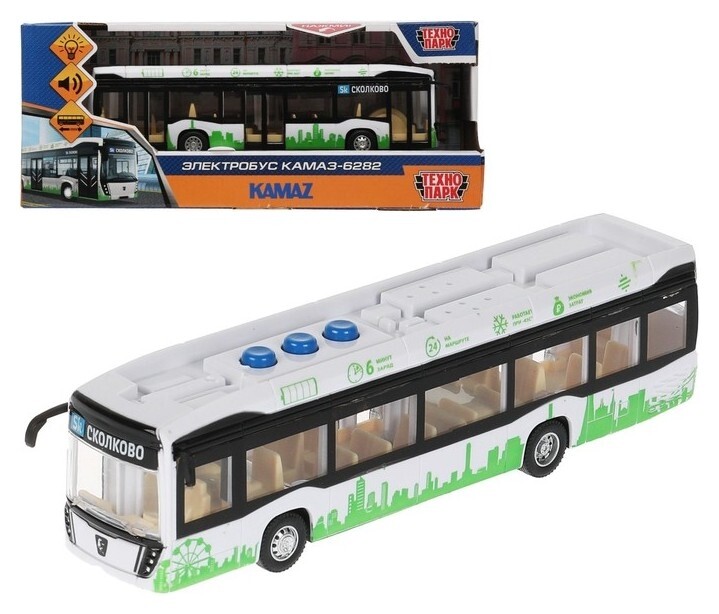 Модель «Электробус камаз-6282», 19,5 см, свети звук, 3 кнопки, цвет белый  Технопарк