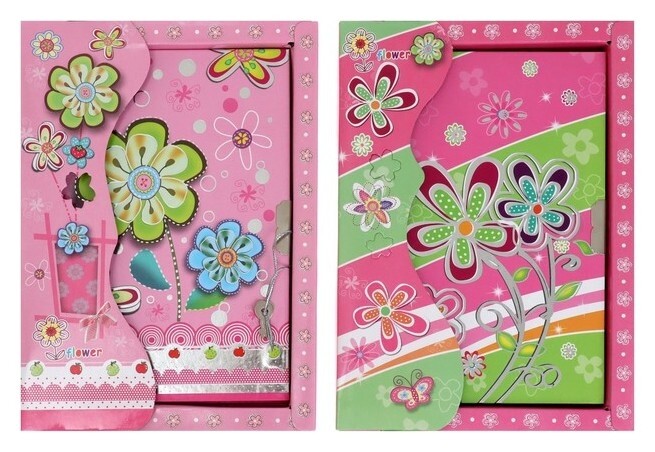 Записная книжка в подарочной коробке, на замочке А6+ 50 листов, линия, цветы  Calligrata