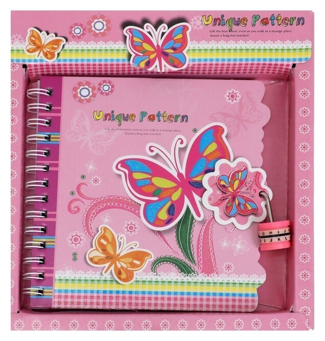 Записная книжка в подарочной коробке, на замочке А6, 50 листов, линия, цветы  Calligrata