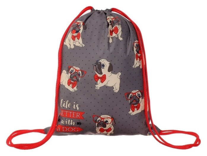 Мешок для обуви 420 х 330 мм, оникс "Мопсики"  Оникс