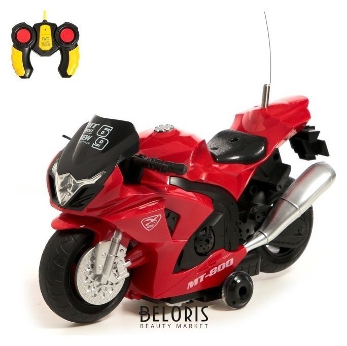 Мотоцикл радиоуправляемый «Рейсер», работает от батареек, световые и звуковые эффекты красный NNB