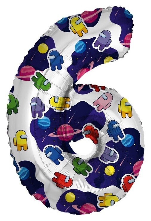 Шар фольгированный 32" «Цифра 6. космонавтики» + подарок  Agura