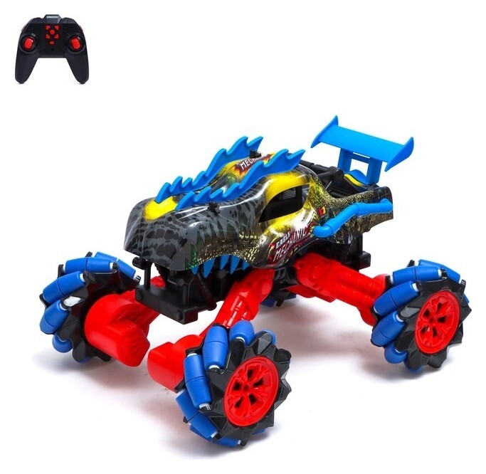 Джип радиоуправляемый Dino, 4WD полный привод, движение во всех направлениях, работает от аккумулятора, цвет синий  