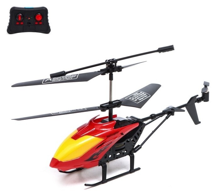 Вертолёт радиоуправляемый «Эксперт», работает от аккумулятора, 3,5 канала, свет, цвет красный  
