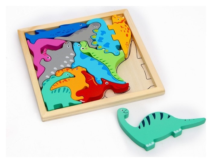 Детский развивающий пазл в рамке «Динозавры» 16,6 × 16,6 × 1,2 см