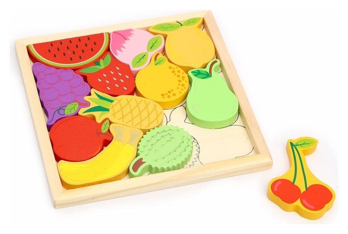 Детский развивающий пазл в рамке «Фрукты, ягоды» 16,6 × 16,6 × 1,2 см