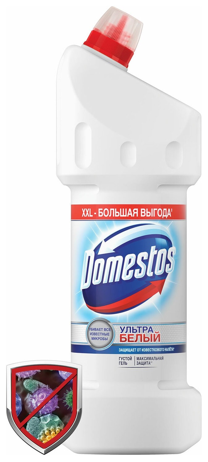 Средство для уборки туалета 1,5 л, Domestos (Доместос) "Эксперт сила 7","ультра белый", 67683236  Domestos