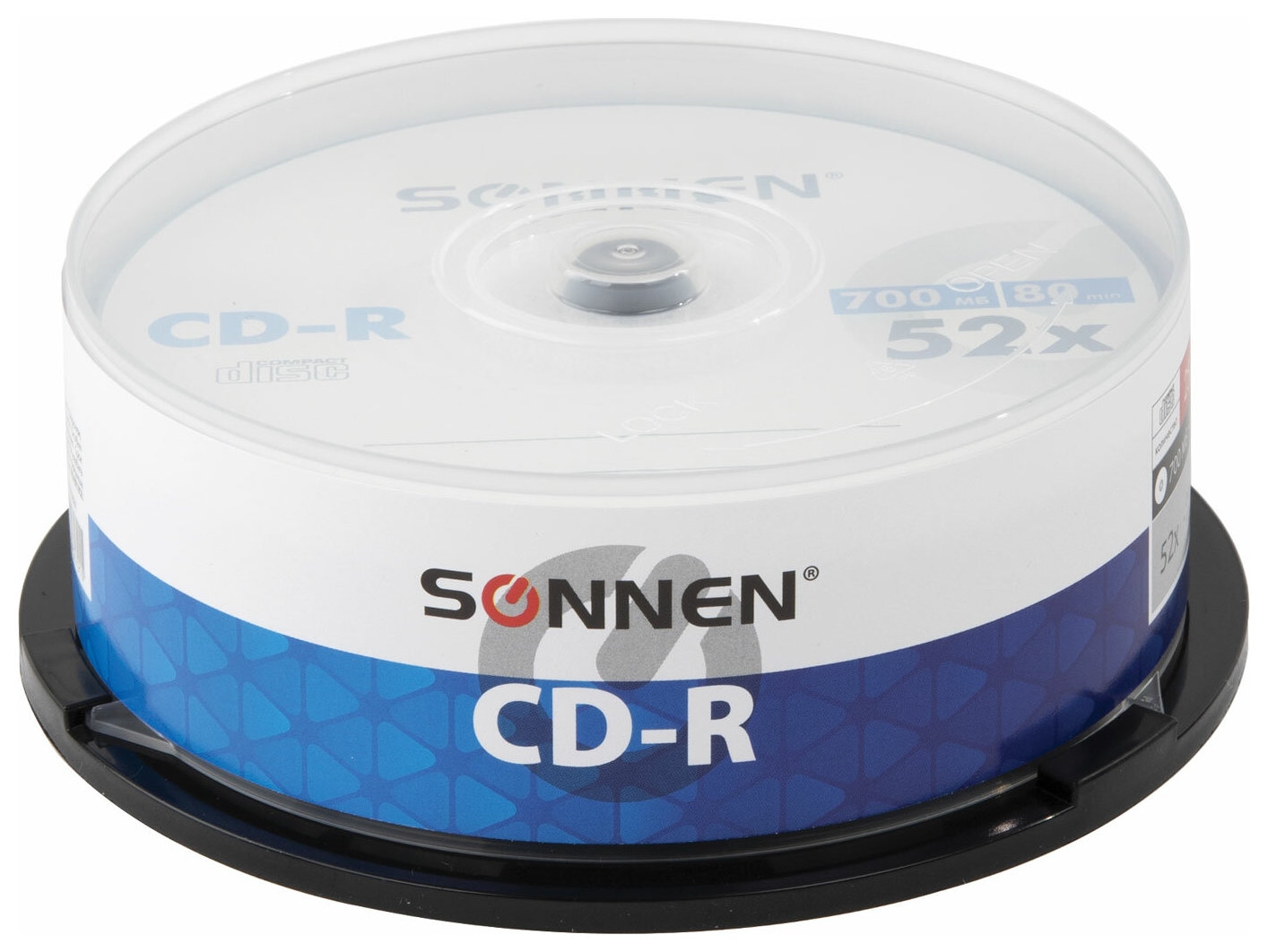 Диски Cd-r Sonnen, 700 Mb, 52x, Cake Box (Упаковка на шпиле) комплект 25 шт., 513531