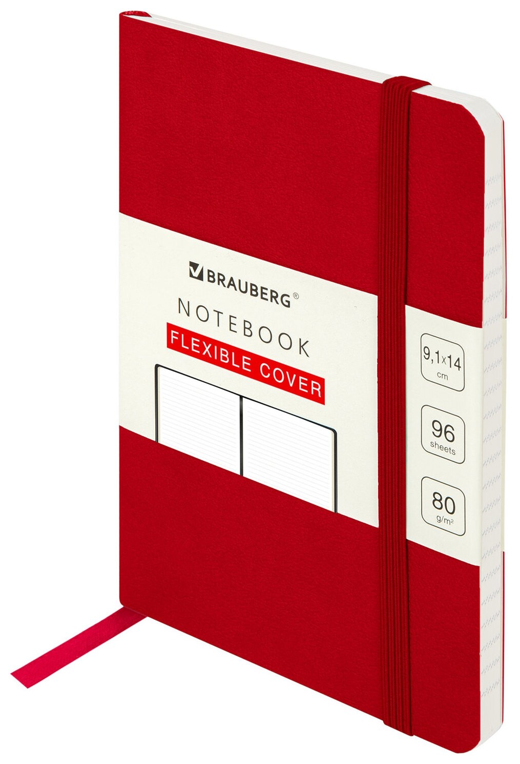 Блокнот малый формат (96х140 мм) А6, Brauberg Ultra, под кожу, 80 г/м2, 96 л., линия, красный, 113028  Brauberg