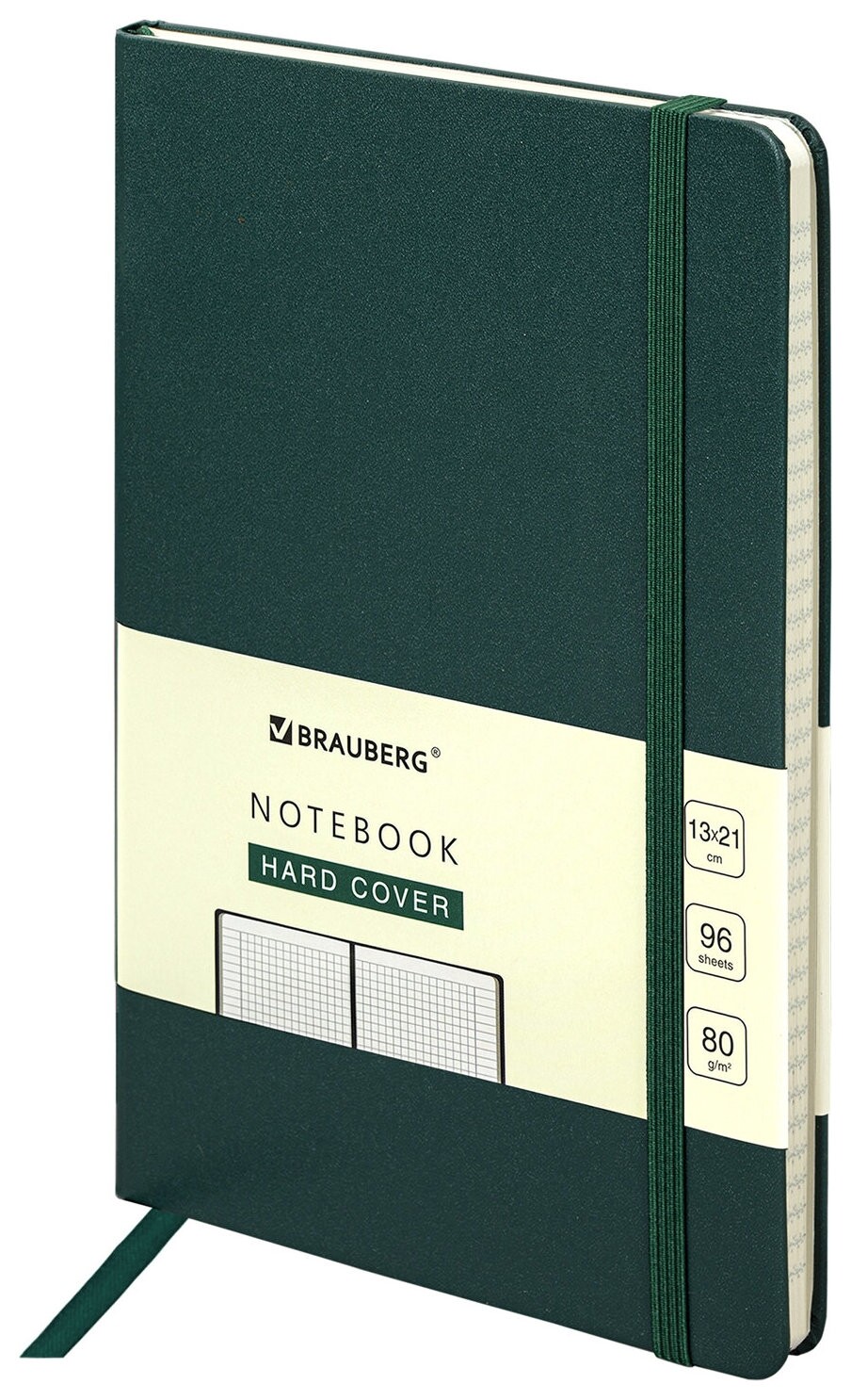 Блокнот А5 (130х210 мм), Brauberg Ultra, балакрон, 80 г/м2, 96 л., клетка, темно-зеленый, 113035  Brauberg