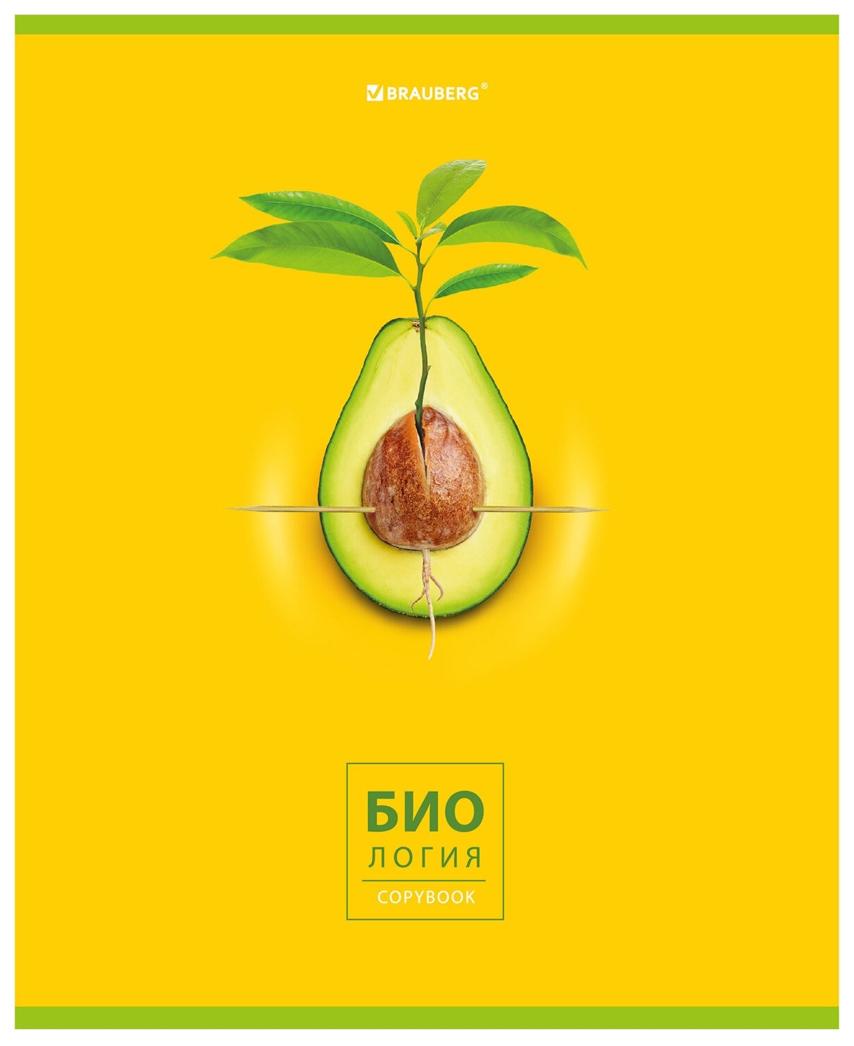 

Тетрадь предметная "Avocado" 48 л., глянцевый лак, биология, клетка, Brauberg, 404276