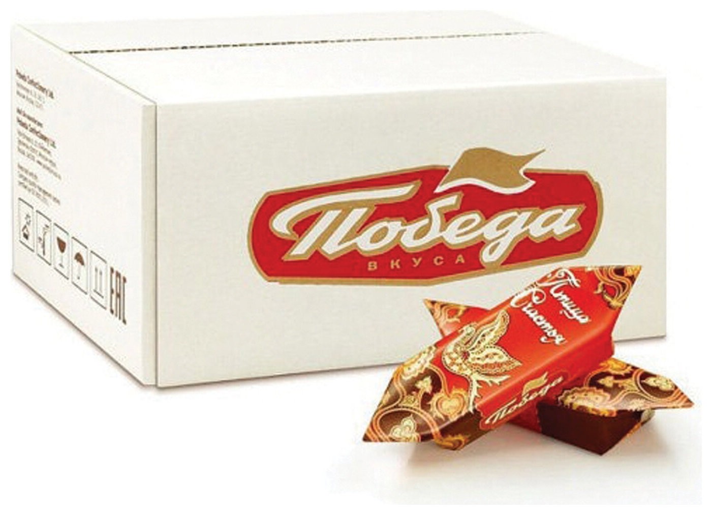 Конфеты победа вкуса "Птица счастья", вафельные с начинкой из миндаля, 1,5 кг, гофрокороб, 94 Победа вкуса