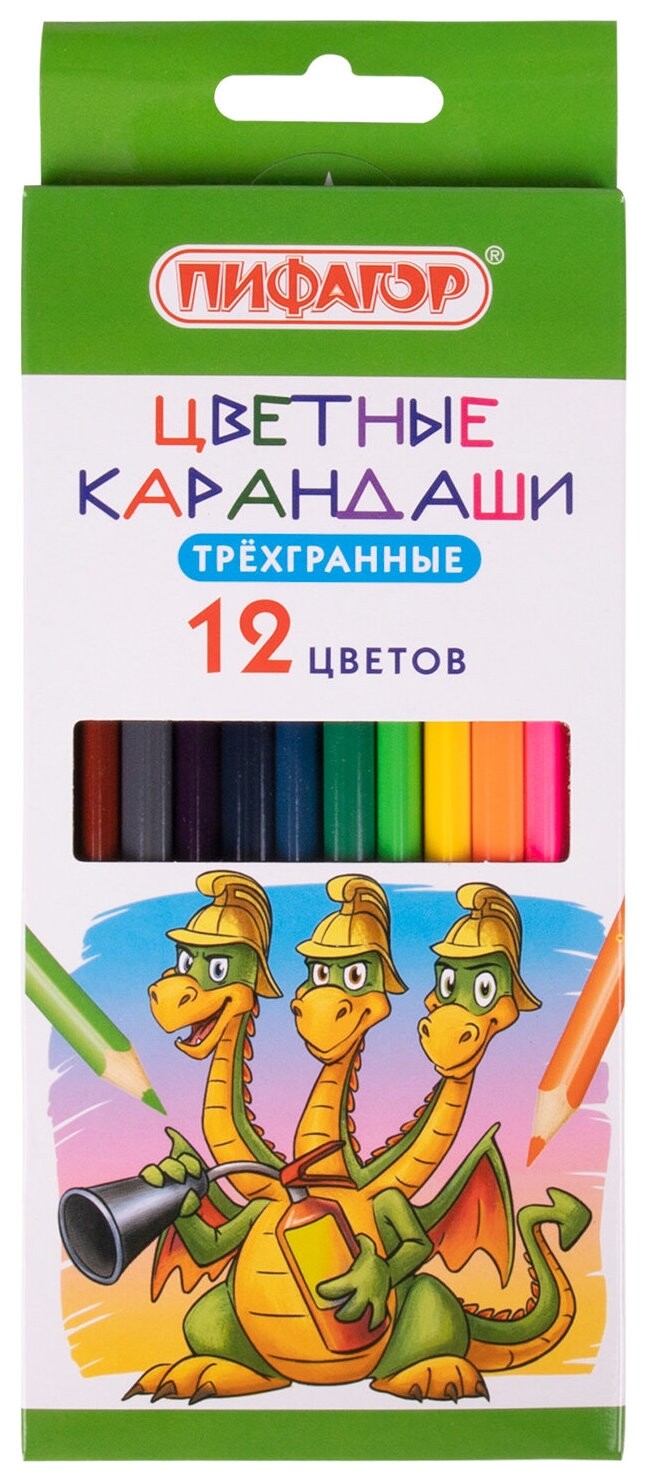 Карандаши цветные пифагор "Сказки", 12 цветов, классические, заточенные, 181821  Пифагор