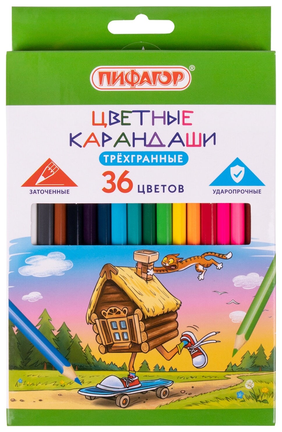 Карандаши цветные пифагор "Сказки", 36 цветов, классические, заточенные, 181824  Пифагор