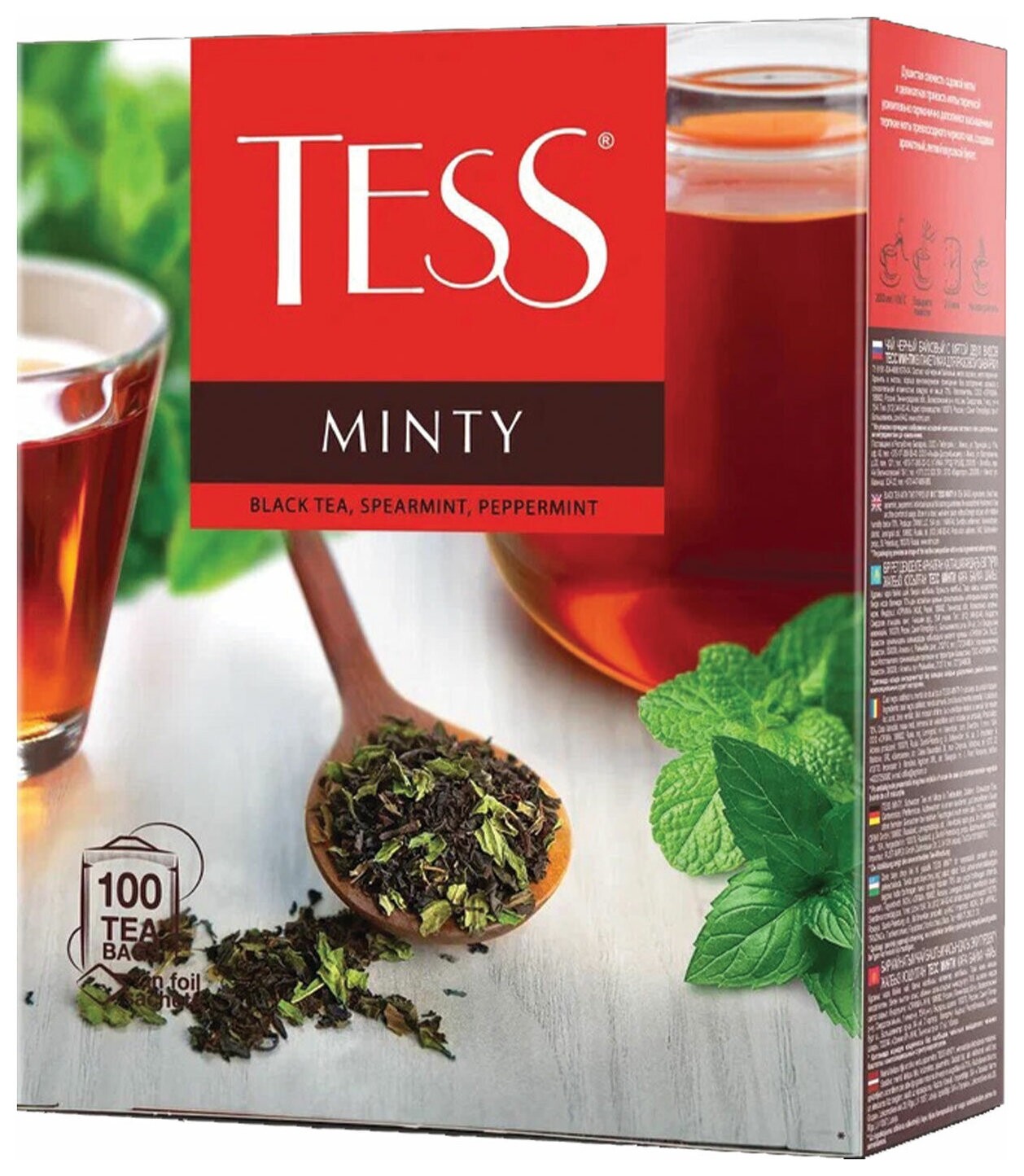 Чай Tess (Тесс) "Minty", черный с мятой, 100 пакетиков по 1,5 г, 1663-09  Tess