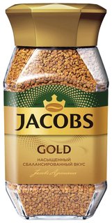 Кофе растворимый Jacobs "Gold", сублимированный, 190 г, стеклянная банка, 8051789 Jacobs