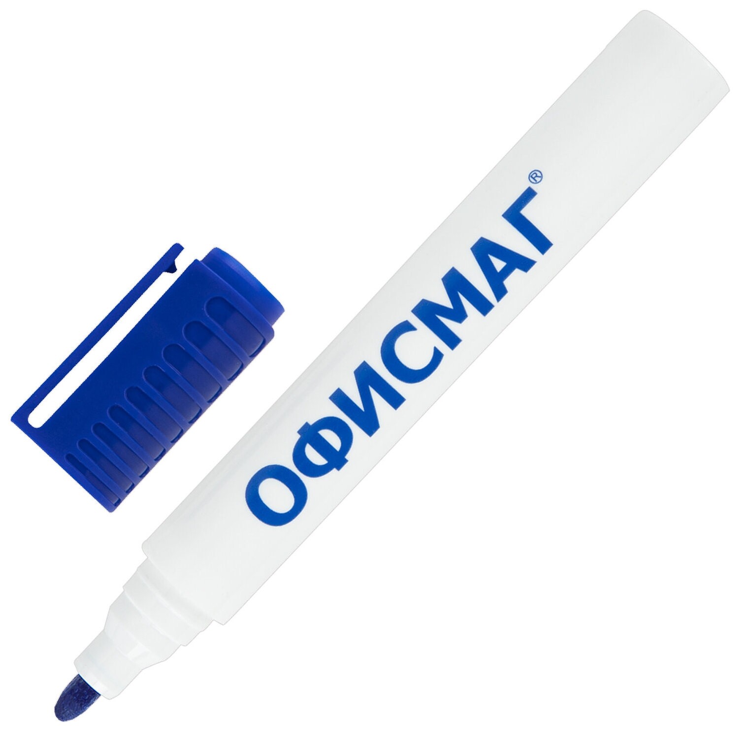 Маркер стираемый для белой доски синий, офисмаг, круглый наконечник, 3 мм, 152219  Офисмаг