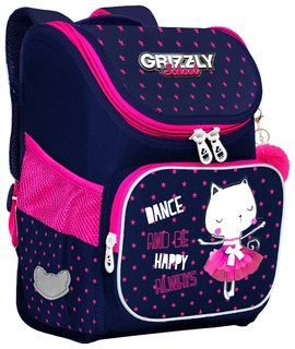 Ранец Grizzly эргономичная спинка, с брелоком, для девочек, "Happy Always", 35х26х16 см, Ral-294-1/1 Grizzly