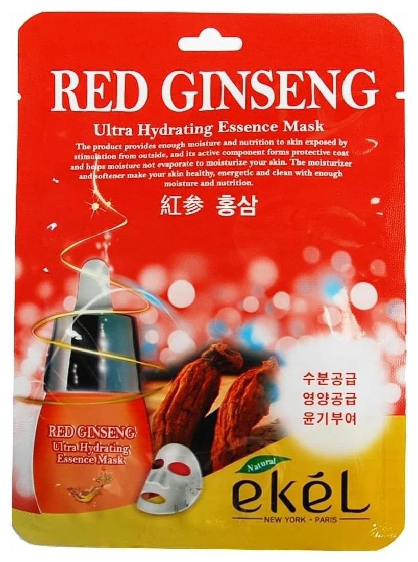 Маска тканевая для лица с экстрактом красного женьшеня RED Ginseng Ultra Hydrating Essence Mask  Ekel