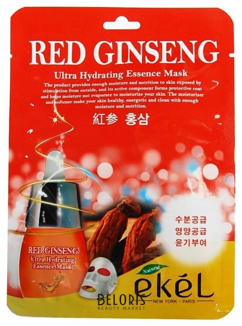 Маска тканевая для лица с экстрактом красного женьшеня RED Ginseng Ultra Hydrating Essence Mask Ekel