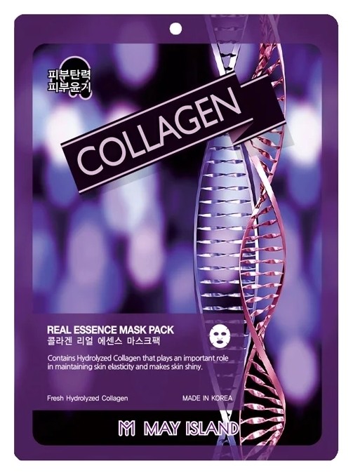 Маска тканевая для лица с экстрактом коллагена Real Essense Collagen Mask Pack  May Island