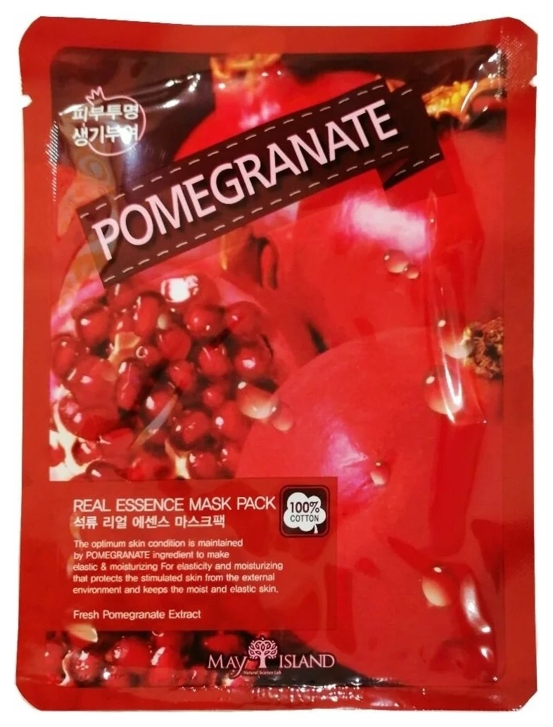 Маска тканевая для лица с экстрактом граната Real Essense Pomegranate Mask Pack  May Island