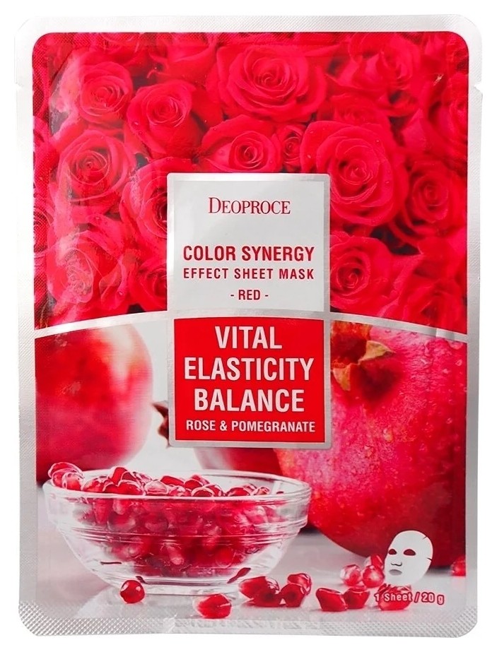 Маска для лица тканевая с экстрактом граната и розы  DEOPROCE