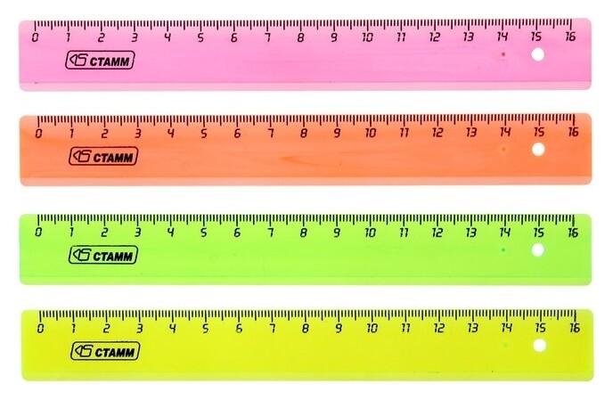 Линейка 16 см «Стамм» прозрачная, флюоресцентная  Стамм