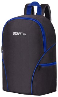 Рюкзак Staff Trip универсальный, 2 кармана, черный с синими деталями, 40x27x15,5 см, 270786 Staff