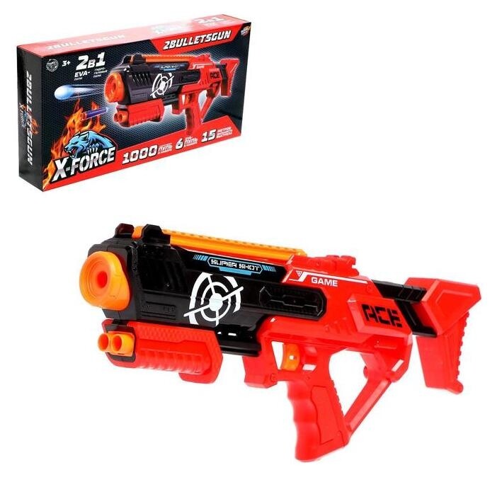 Бластер 2bulletsgun, стреляет мягкими и гелевыми пулями  Woow toys