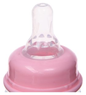 Бутылочка для кормления, стекло., 60 мл., «Мишка малыш»,цвет розовый Крошка Я