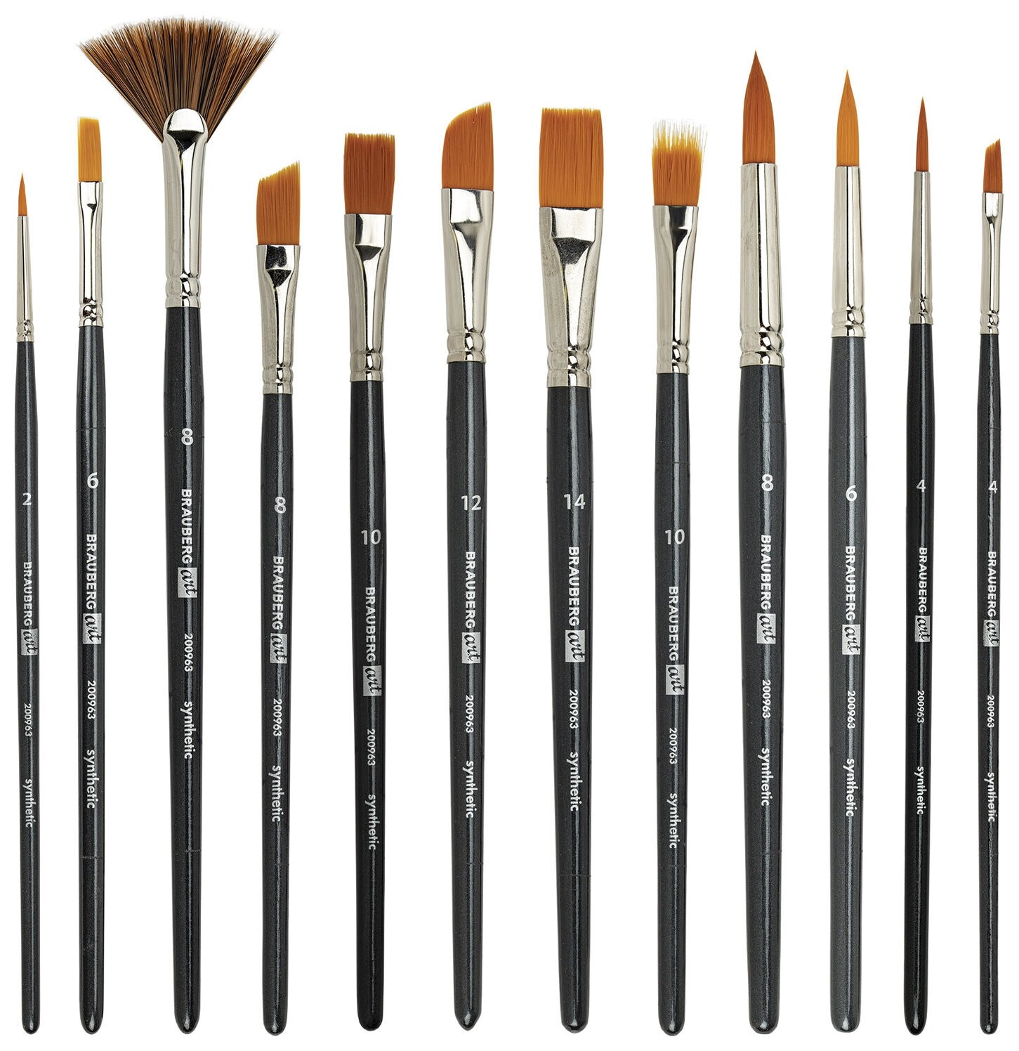 Кисти художественные набор 12 шт., синтетика, Brauberg ART Classic, 200963  Brauberg